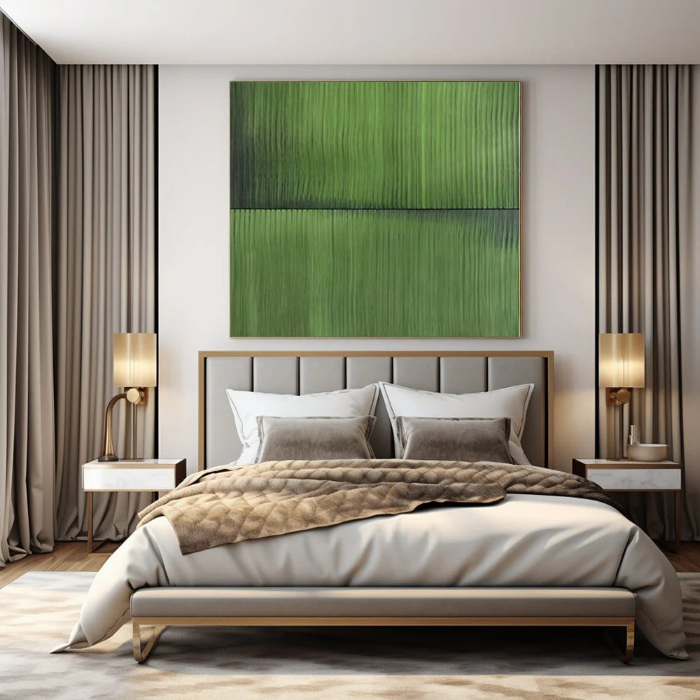 “Dual Green Textured Panels” Minimalist Acrylic Art CT0197