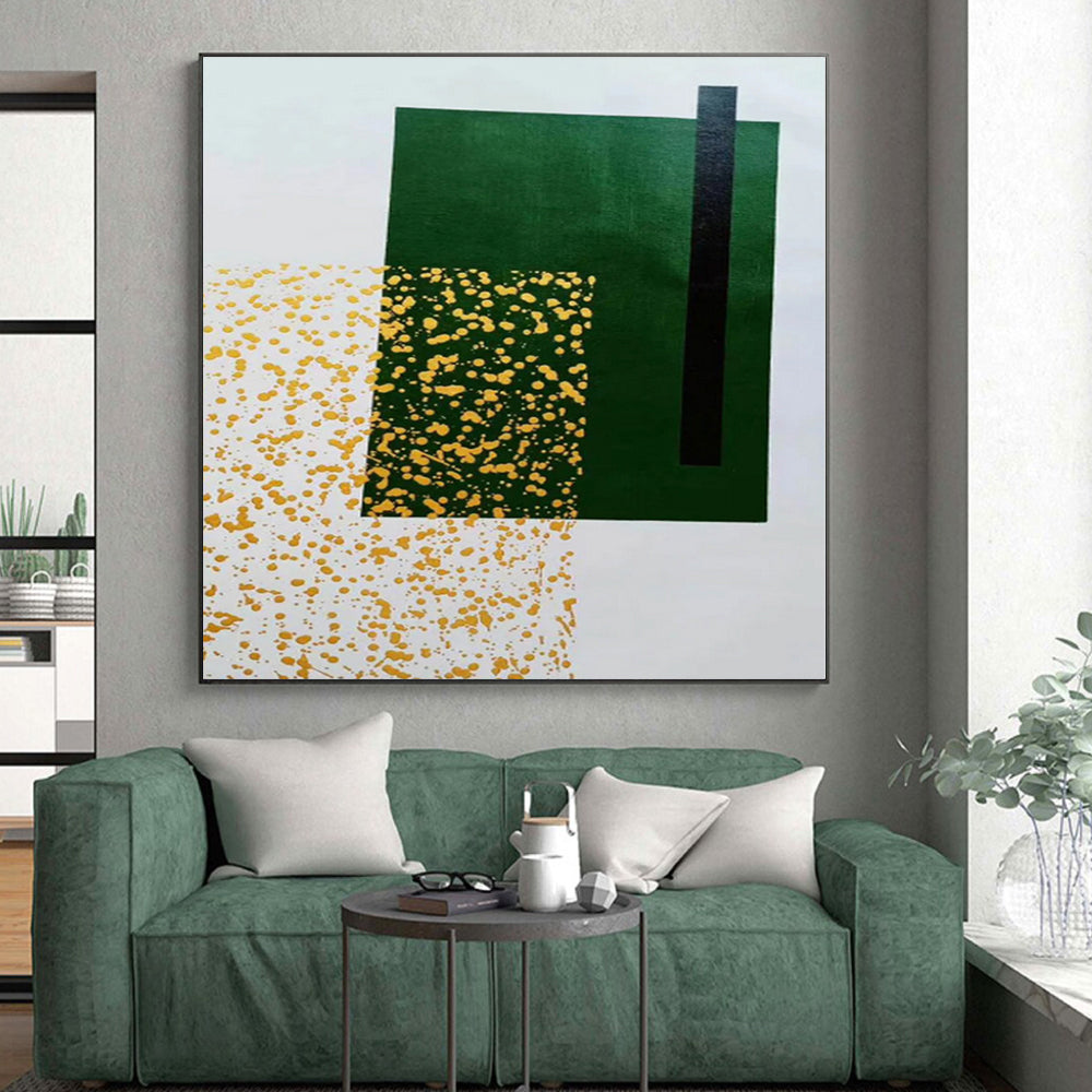 “Green - Yellow Geometric Abstraction” - Abstract Minimalist Art CT0463