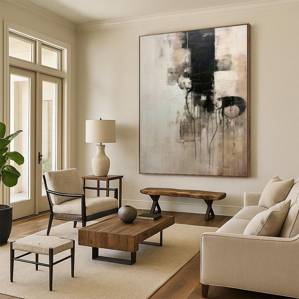 “Black - White - Gray Dripping Abstraction” Abstract Acrylic Art CT0251