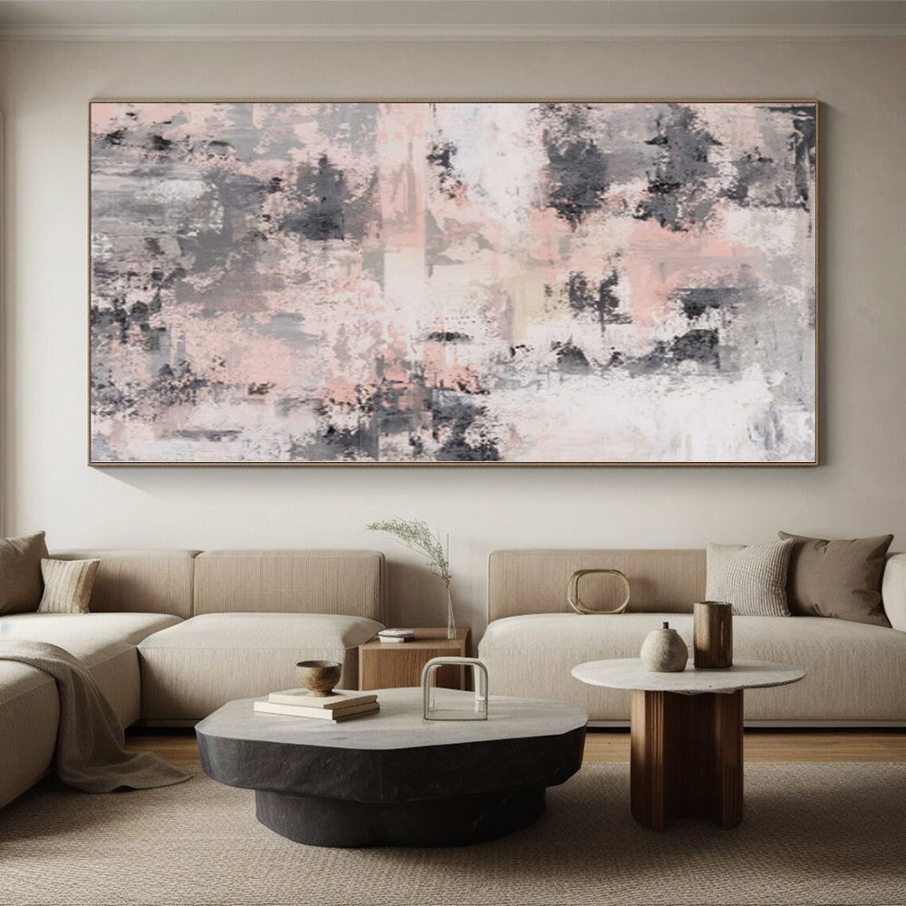 “Muted Urbanity” - Abstract Work with Gray, Pink, White, Black CT0051
