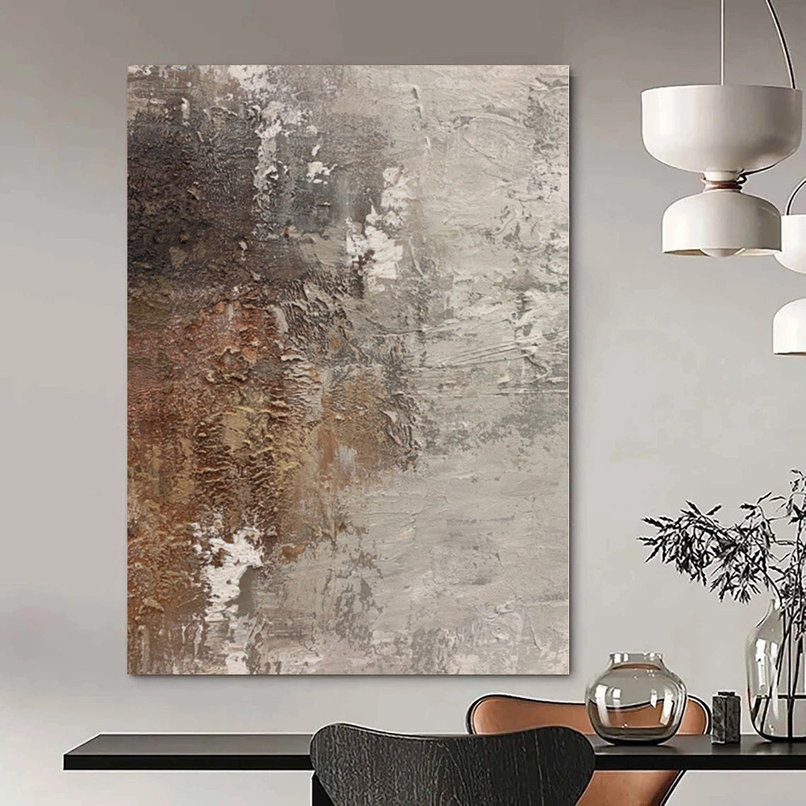 Large-Scale Custom Hand-Painted Abstract Canvas for Dining Room & Hotel Corridors