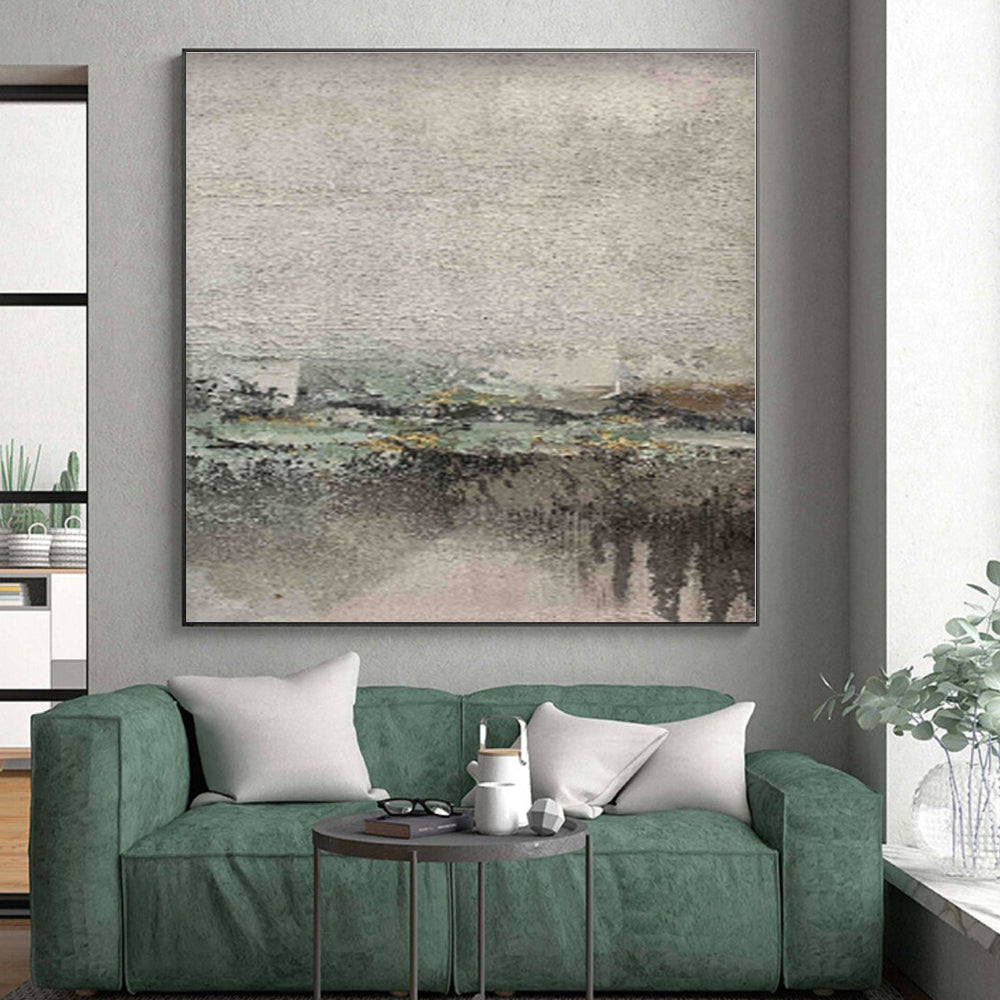 “Misty Grey Landscape”,Impressionistic Abstract Oil Painting CT0565