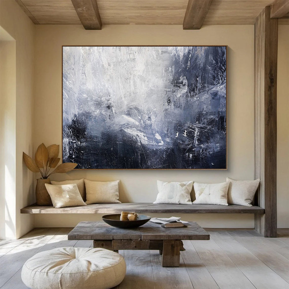 Monochromatic abstract painting with dynamic brushstrokes CT1671