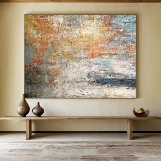 “Colorful Abstract Horizon” - Gold, orange, blue, gray; blended, vibrant horizon CT1584