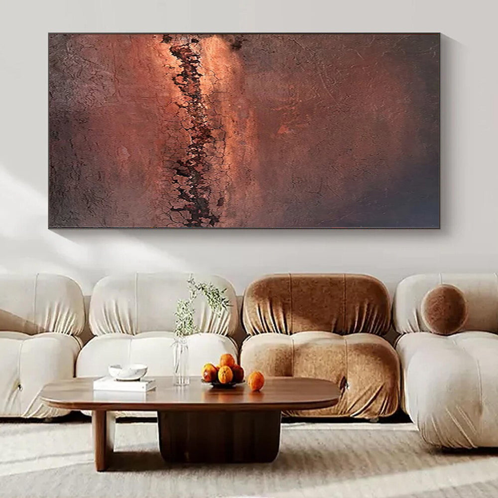 “Rusty Textured Abyss” - Abstract Art with Brown, Orange, Black CT0108