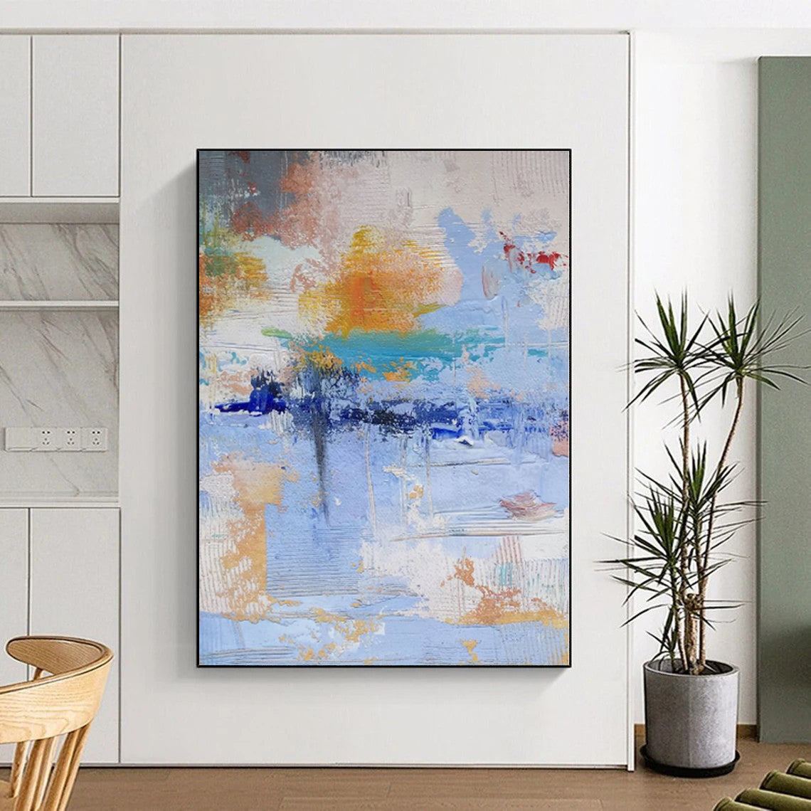 “Blue - Orange Abstract Impressions” Expressionistic Acrylic Art CT0224