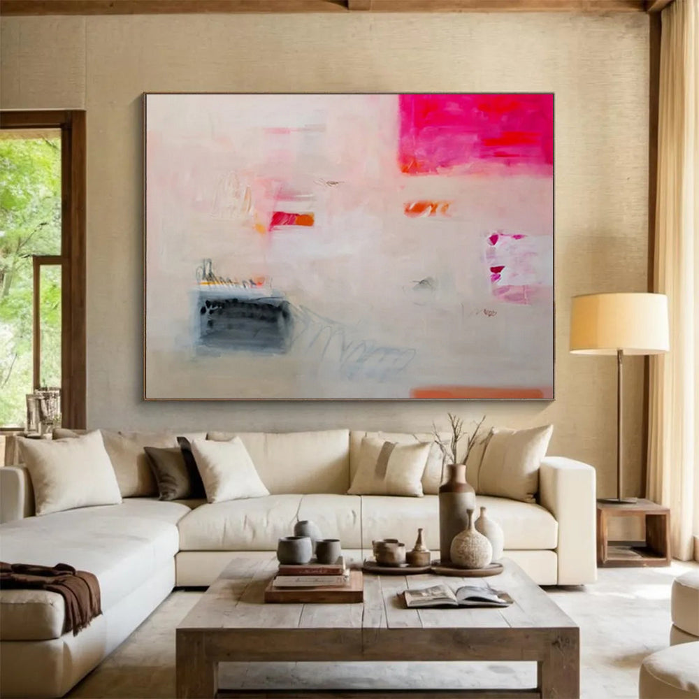“Subtle Stories” - Soft pinks, oranges, grays; faint, evocative abstract forms CT1502