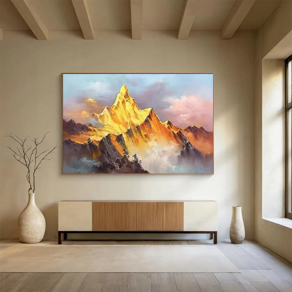 “Sunset Peak” - Gold, orange, pink, purple; a single mountain bathed in sunset colors CT1557