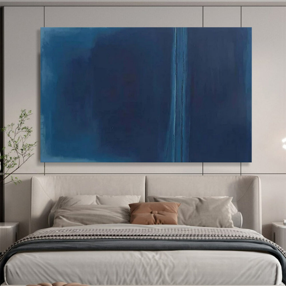 “Deep Blue Divide” - Shades of blue; a stark, vertical line splitting the canvas CT1495