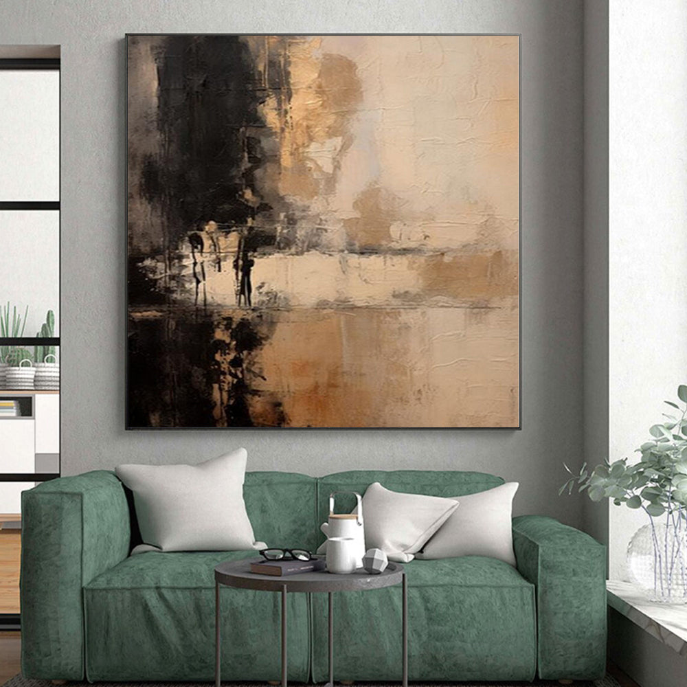 “Black - Brown - Beige Textured Abstraction” Abstract Acrylic Art CT0252