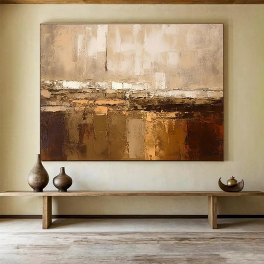 “Earthy Layers” - Browns, beiges, whites; textured, stacked abstract forms CT1504