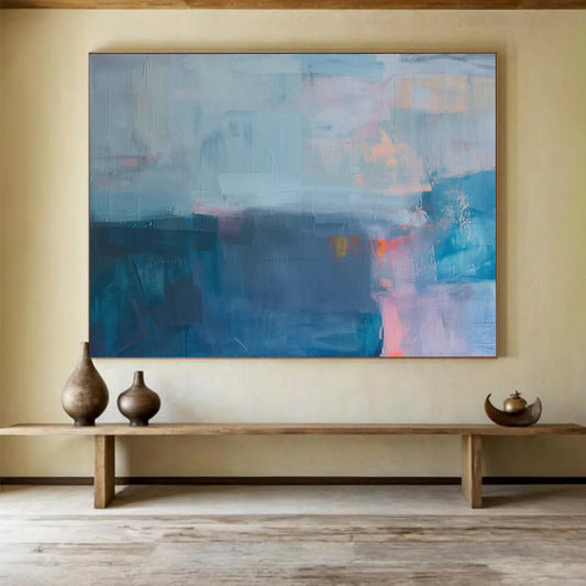 “Misty Blue Abstraction” – Soft blues, grays with blurred, flowing shapes CT1685