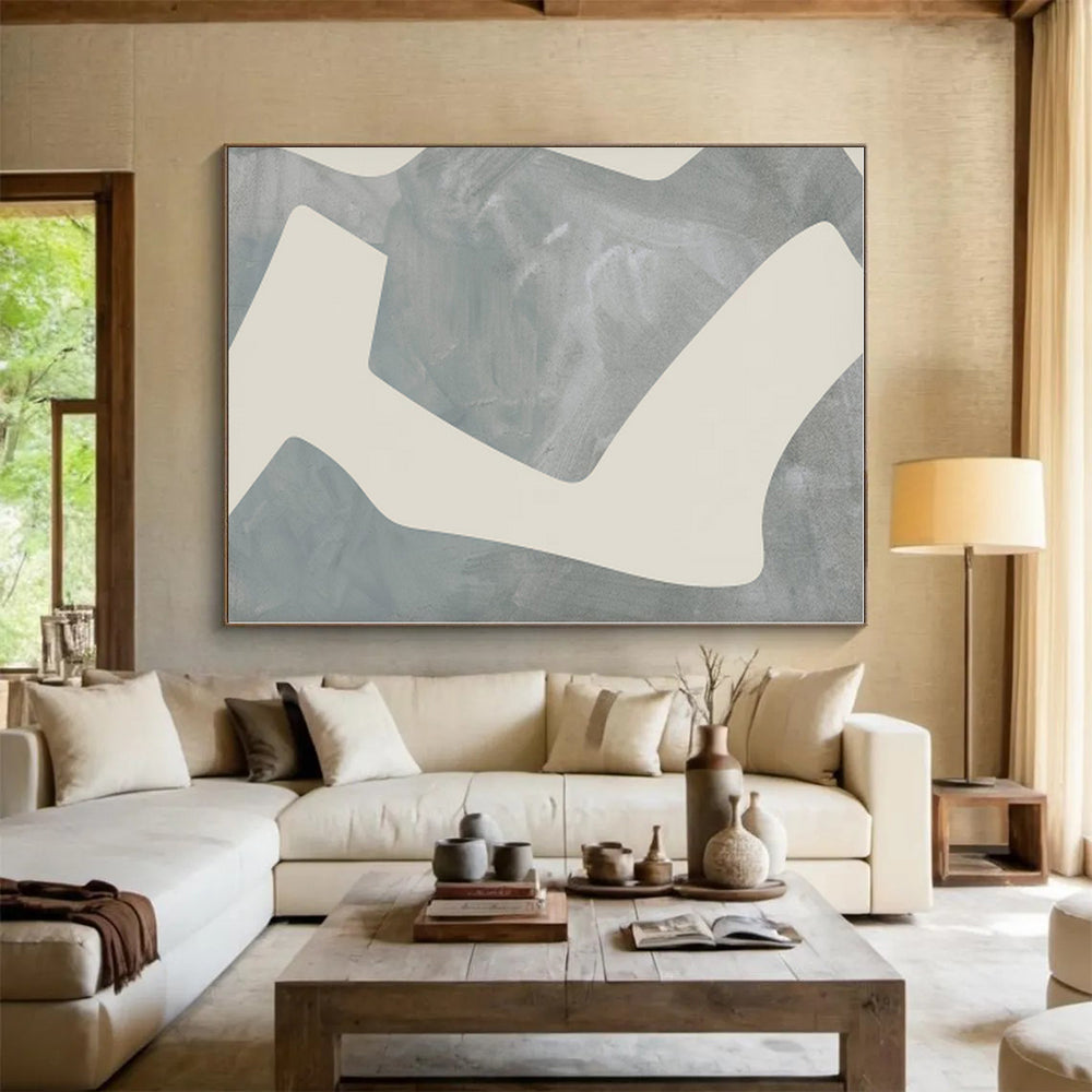 “Gray - Beige Geometric Shapes” - Abstract Minimalist Art CT0436