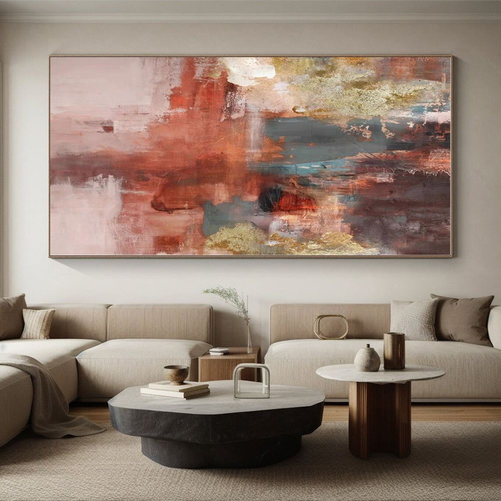 “Warm Tones with Gold Accents”,Abstract Textured Oil Painting CT0583