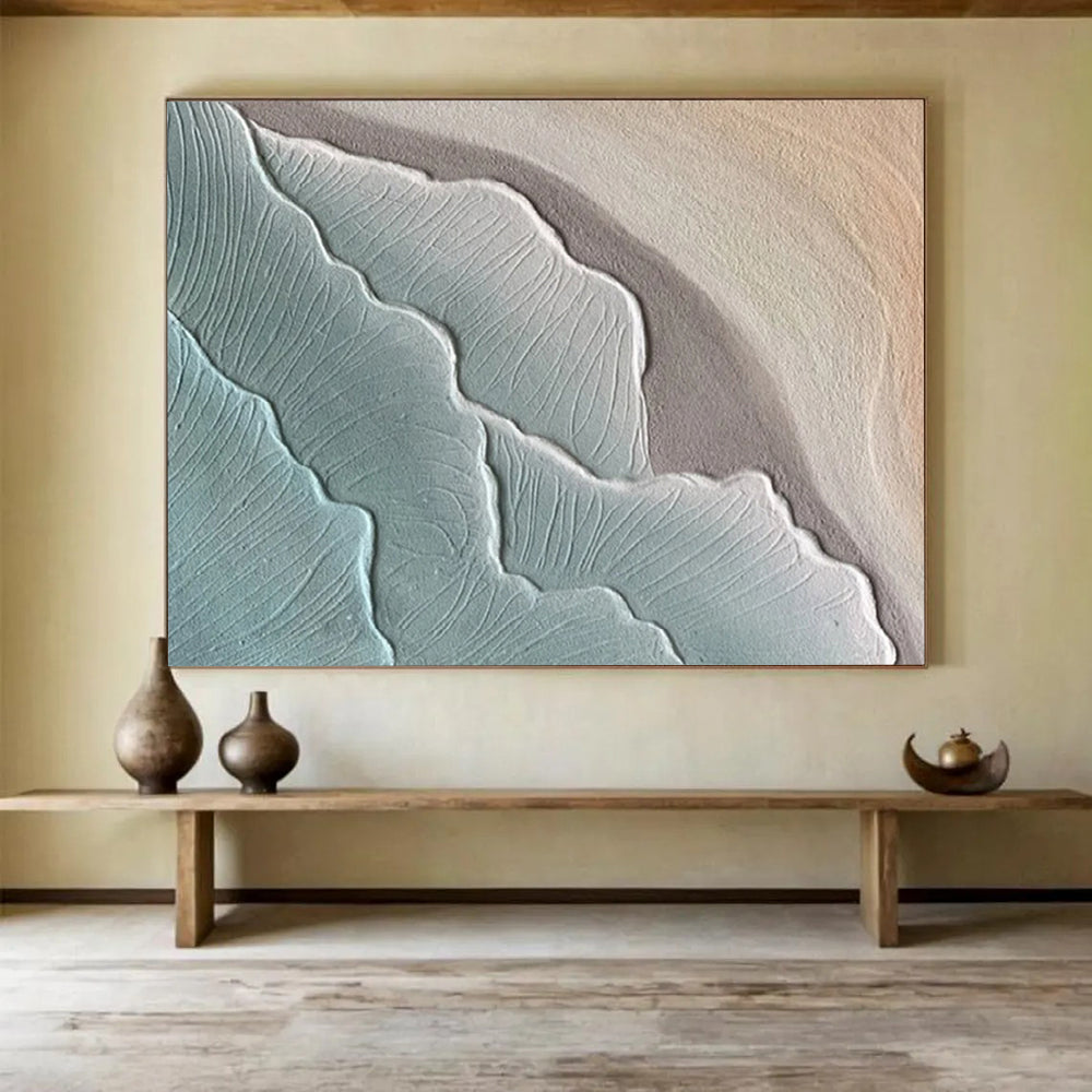 “Textured Terrain” - Shades of light blue, gray, and beige; layered, undulating textures resembling earth’s veins CT1525