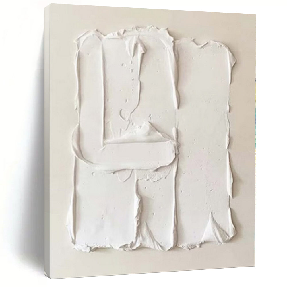 “Pure White Textured Shapes” Plaster Relief Art CT0145