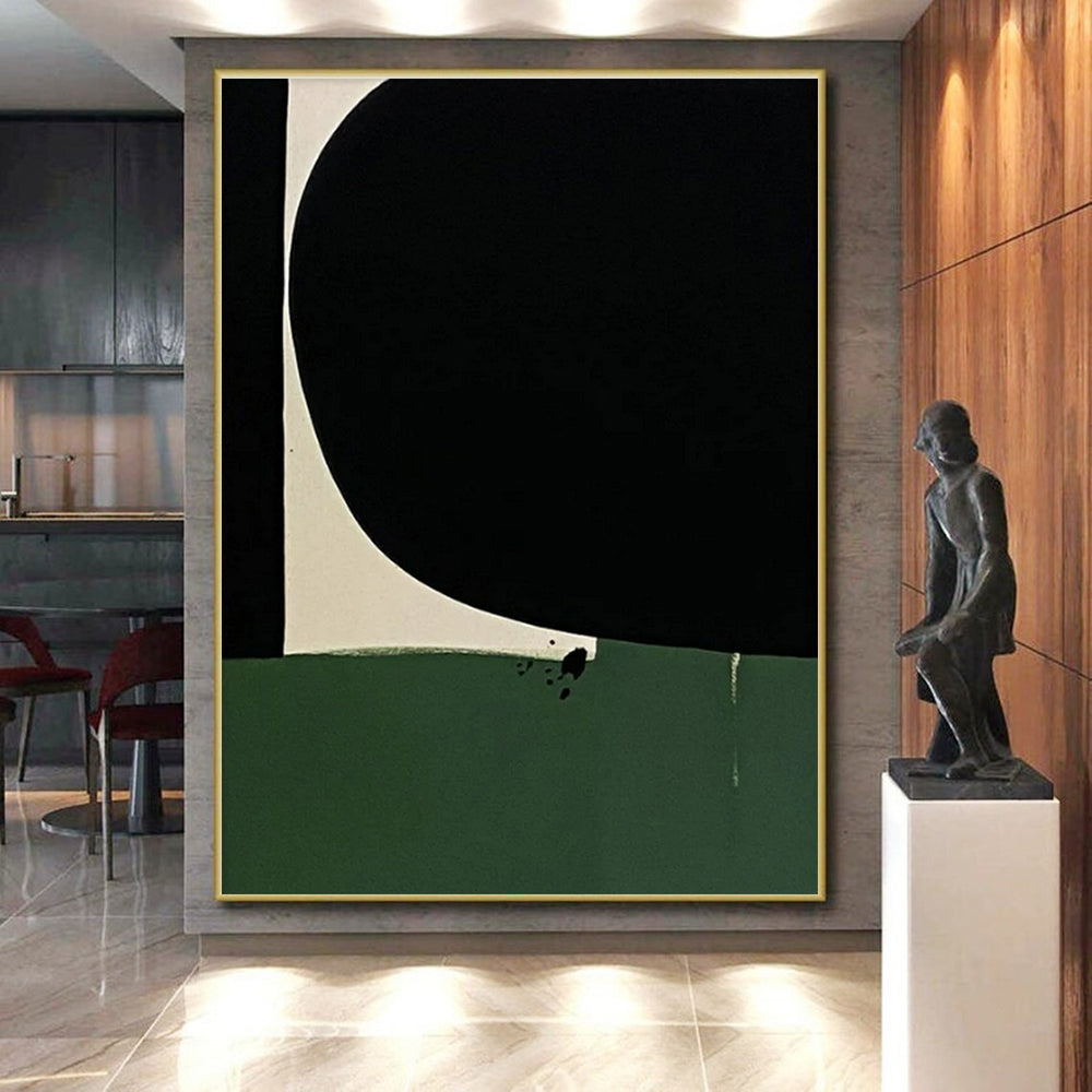 “Black - Green Minimalist Shape”,Geometric Abstract Art CT0651
