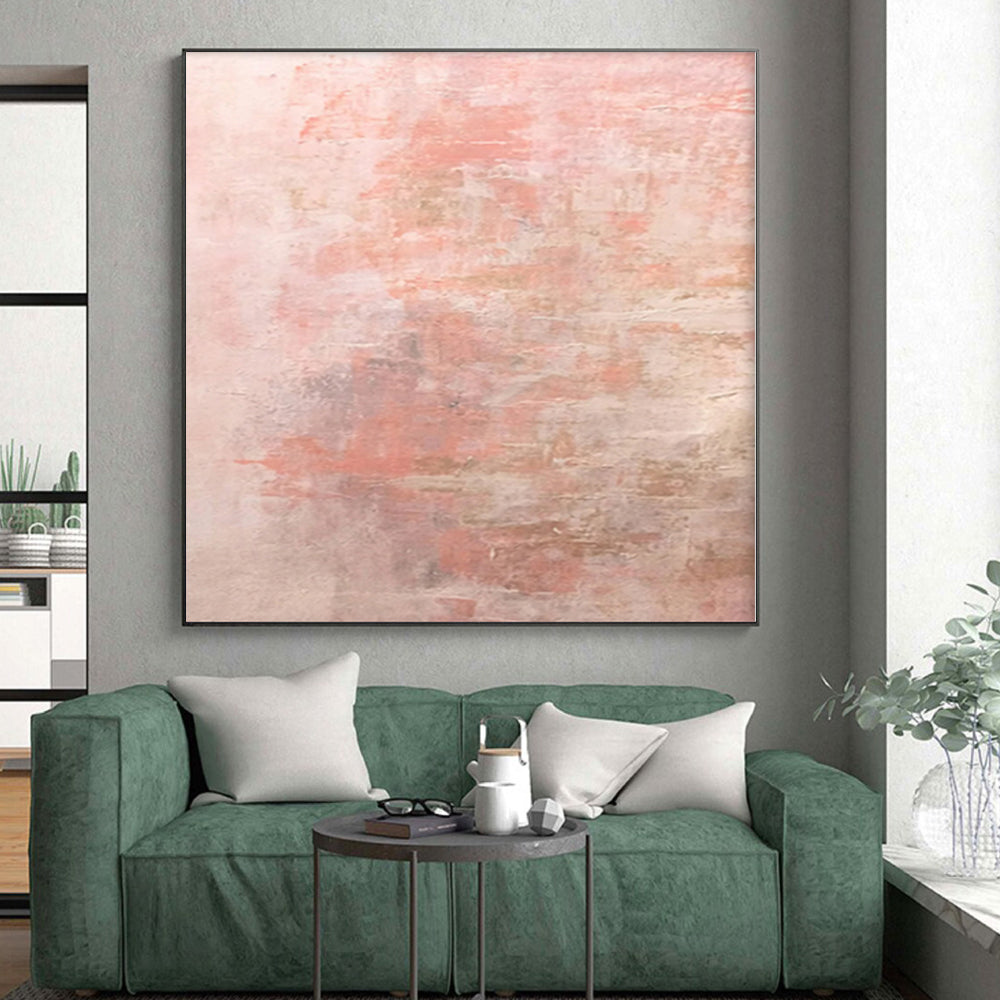 “Blush Whispers” - Abstract Painting with Soft Pink, Beige, Subtle Tones CT0016
