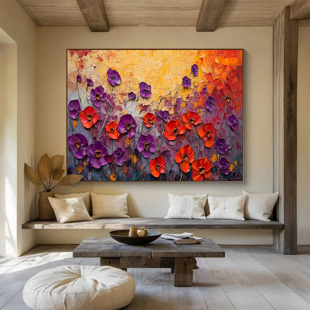 “Impasto Poppies Field” – Textured Floral Oil Painting CT1765