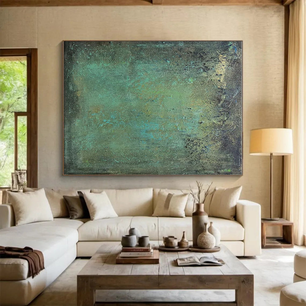 “Teal - Green Textured Patina”,Abstract Textured Art CT0642