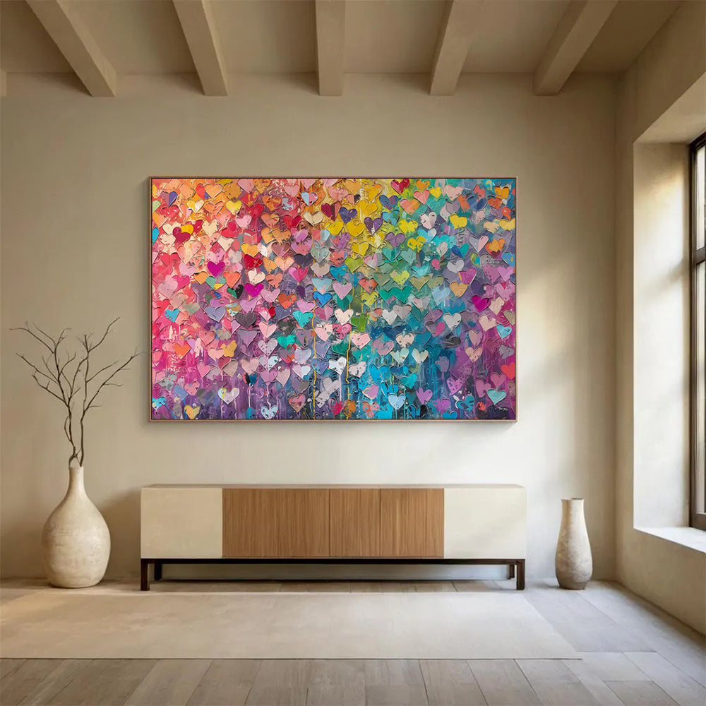 “Rainbow of Hearts” – Pop Art - Inspired Acrylic Painting CT1759