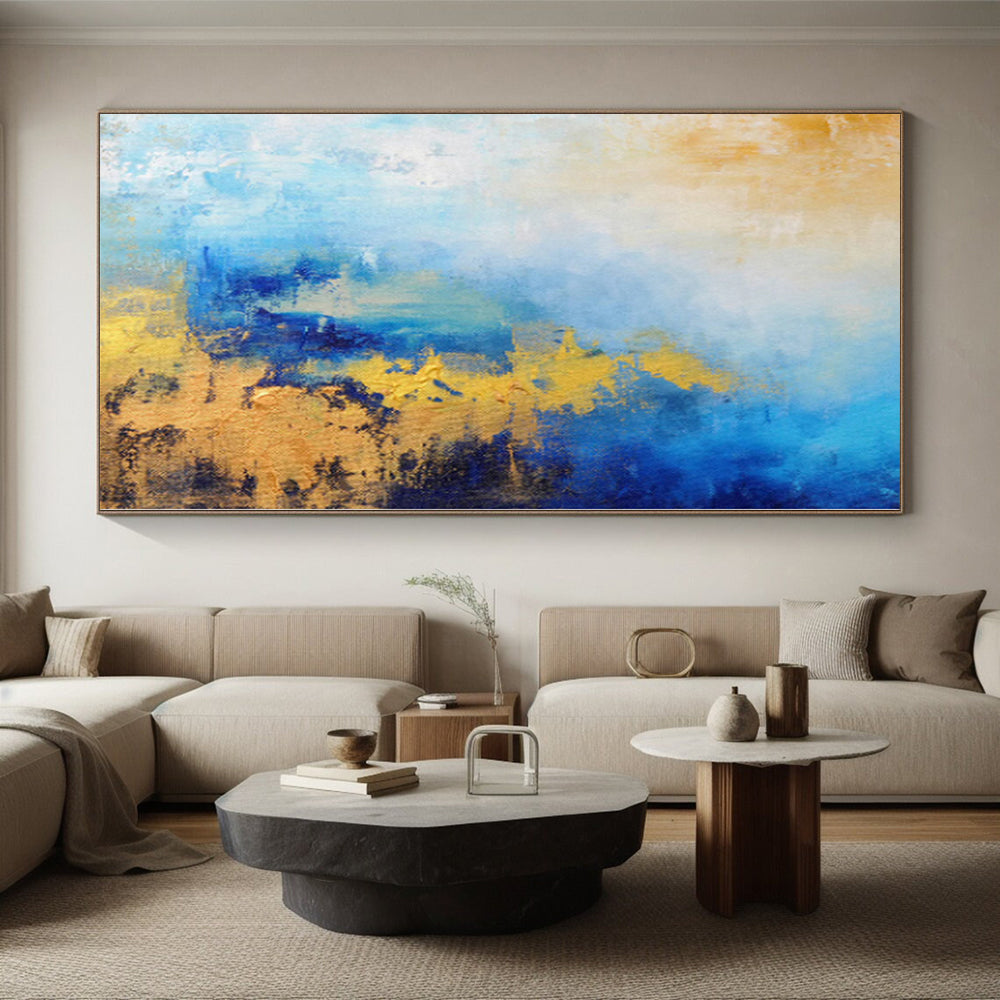 “Blue Gold Fusion” - Abstract Work with Blue, Gold, White Blends CT0018