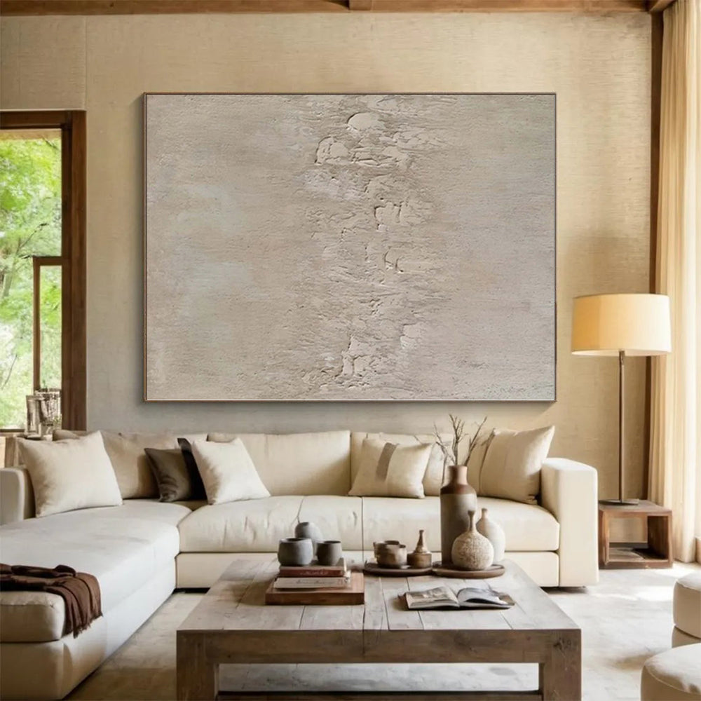 “Minimalist Beige Textured Canvas”,Abstract Textural Oil Painting CT0579
