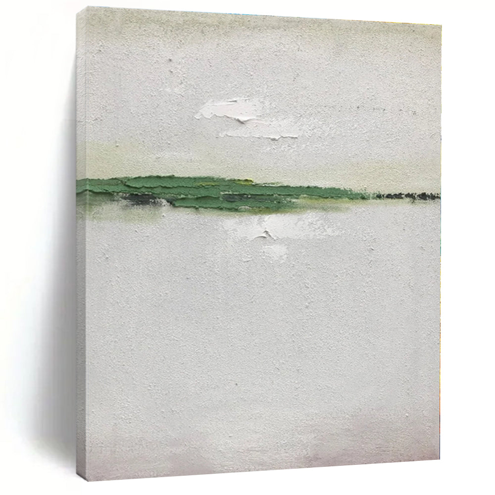 “Green - White Minimalist Abstraction” - Abstract Minimalist Art CT0492