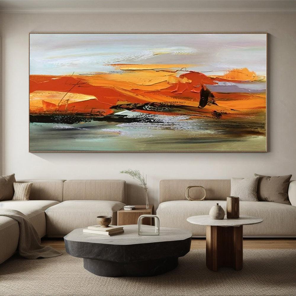 “Orange - Yellow - Grey Dynamic Impasto”,Abstract Expressionist Art CT0615