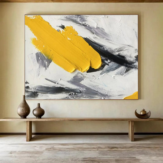 “Bold Strokes” - Bright yellow, blacks, whites; thick, expressive paint strokes CT1509