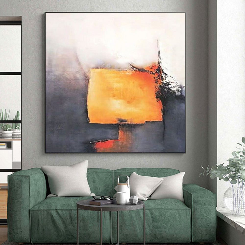 “Orange and Grey Abstract Form”,Abstract Minimalist Acrylic Art CT0591