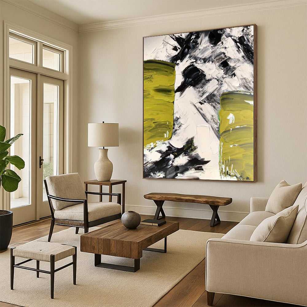 “Bold Green - Black Abstract Textures” Abstract Acrylic Art CT0305