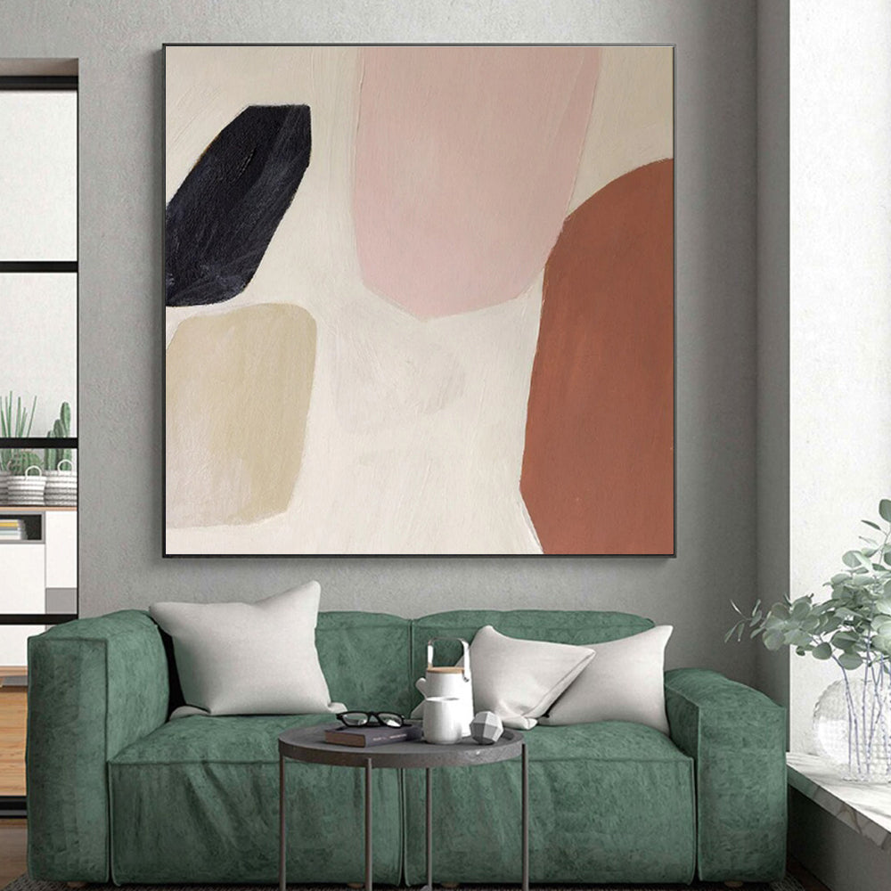 “Soft Pink - Brown - Black Contrast”,Minimalist Color Block Style CT0656