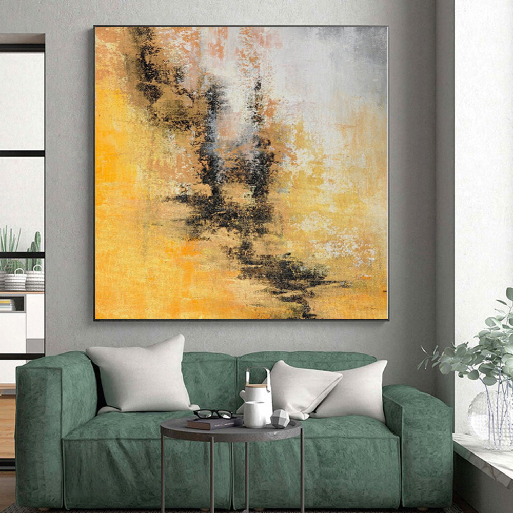 “Sunny Abstraction” - Abstract Art with Yellow, Gray, Black, White CT0041