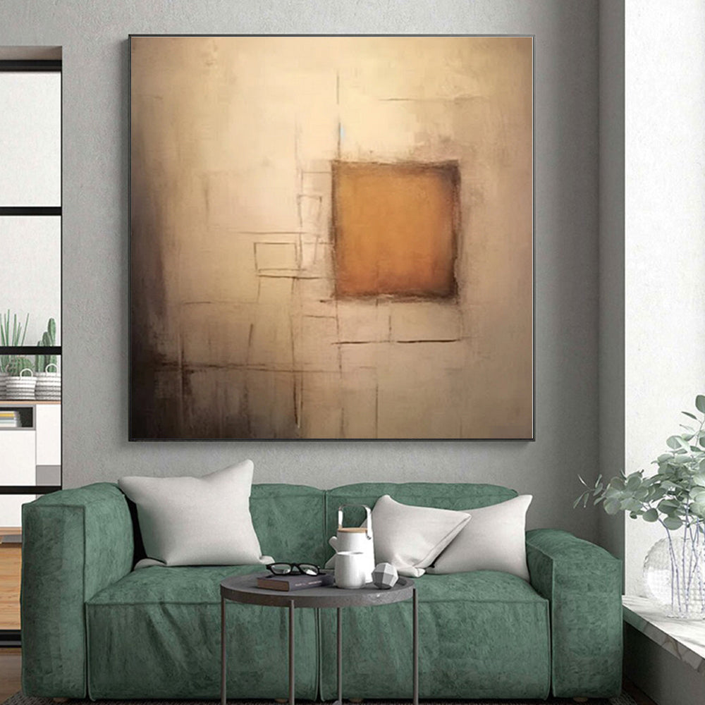 “Minimalist Brown and Beige Forms”,Abstract Geometric Acrylic Art CT0535