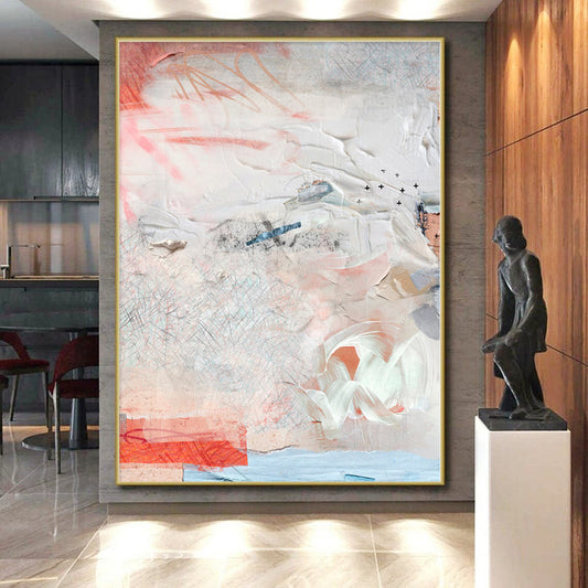 “Textured Serenity” - Abstract Work with Soft Pinks, Whites, Blues, Grays CT0096