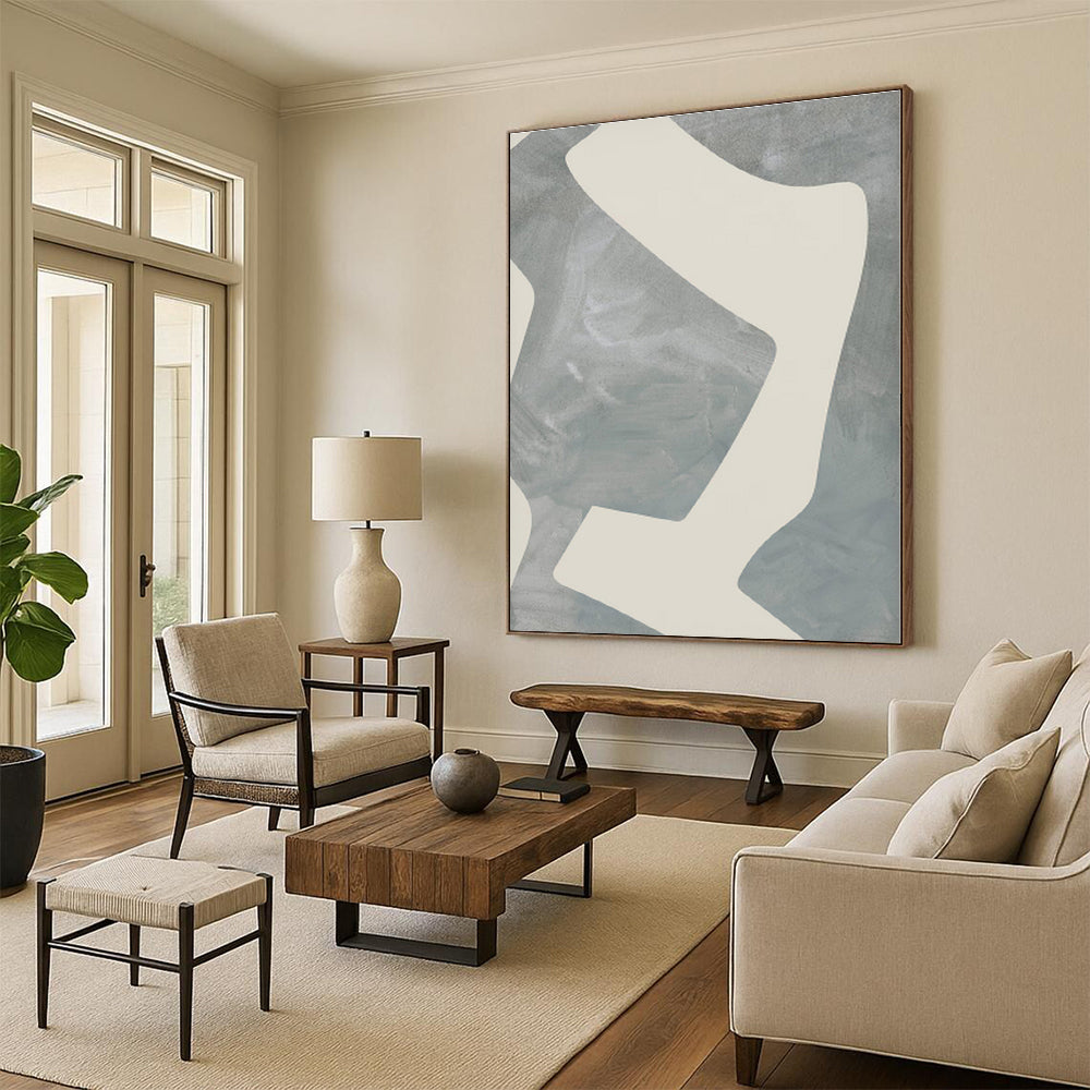 “Gray - Beige Geometric Shapes” - Abstract Minimalist Art CT0436