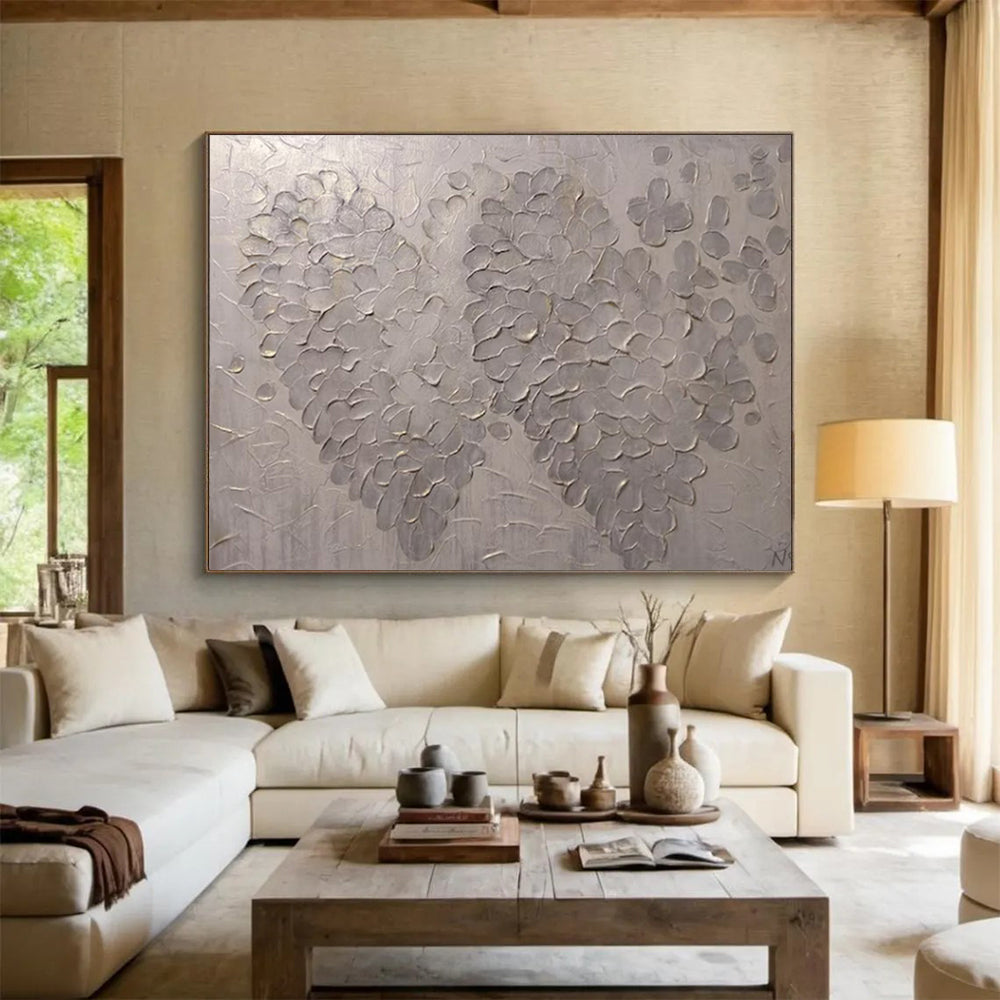 “Textured Silver Blooms” – Metallic silver with raised, petal - like patterns CT1687