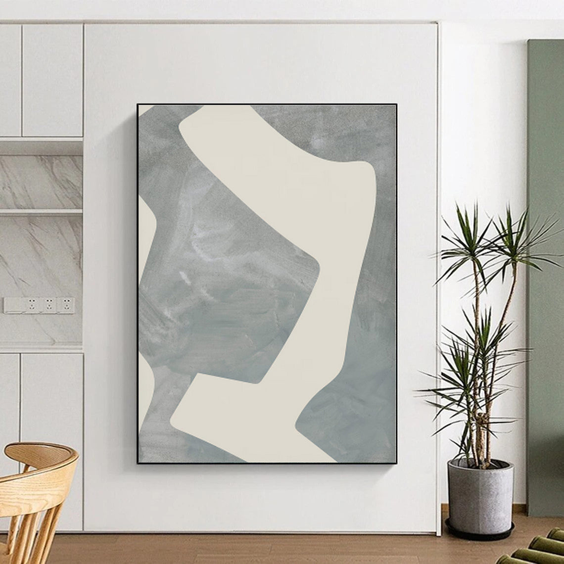 “Gray - Beige Geometric Shapes” - Abstract Minimalist Art CT0436