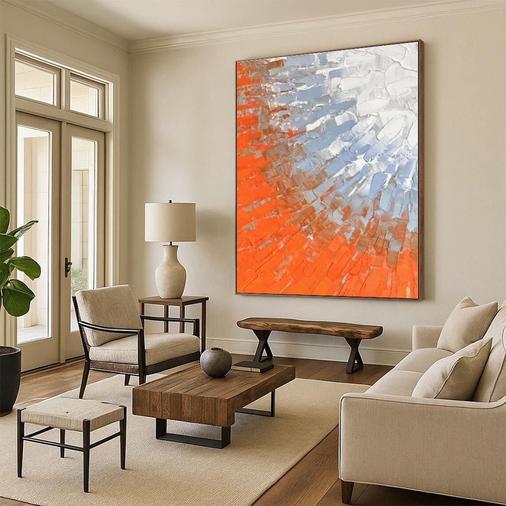 “Orange - Blue Textured Blend” - Abstract Textural Art CT0405