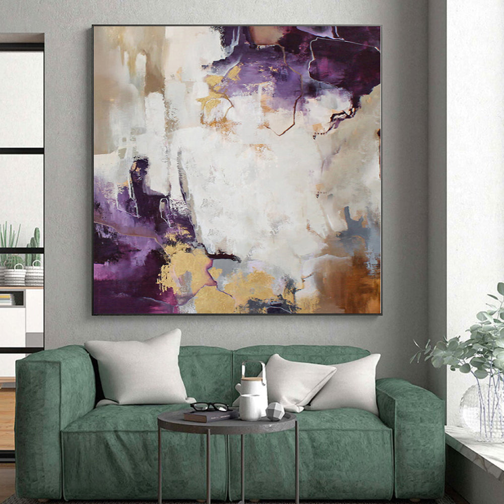 “Purple - Gold - Neutral Abstract Veins” Abstract Acrylic Art CT0259