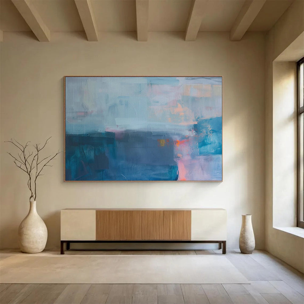 “Misty Blue Abstraction” – Soft blues, grays with blurred, flowing shapes CT1685