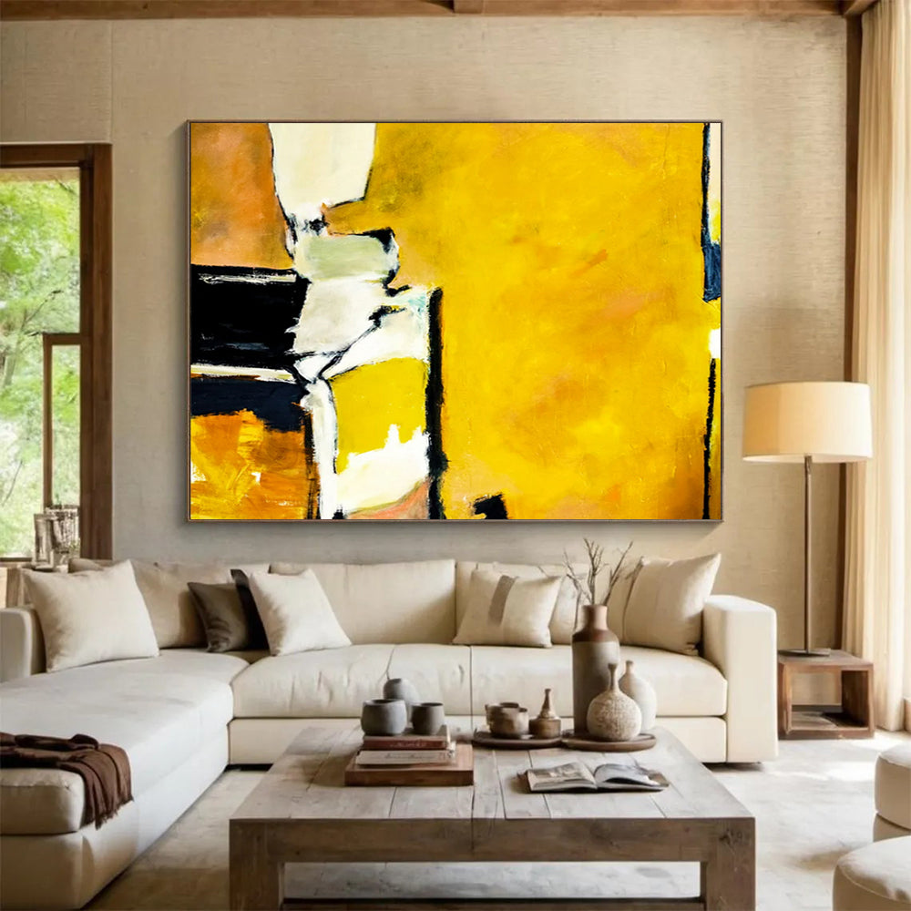 “Vibrant Yellow and Earthy Tones Abstraction” - Expressive Color - Block Oil Painting CT1806