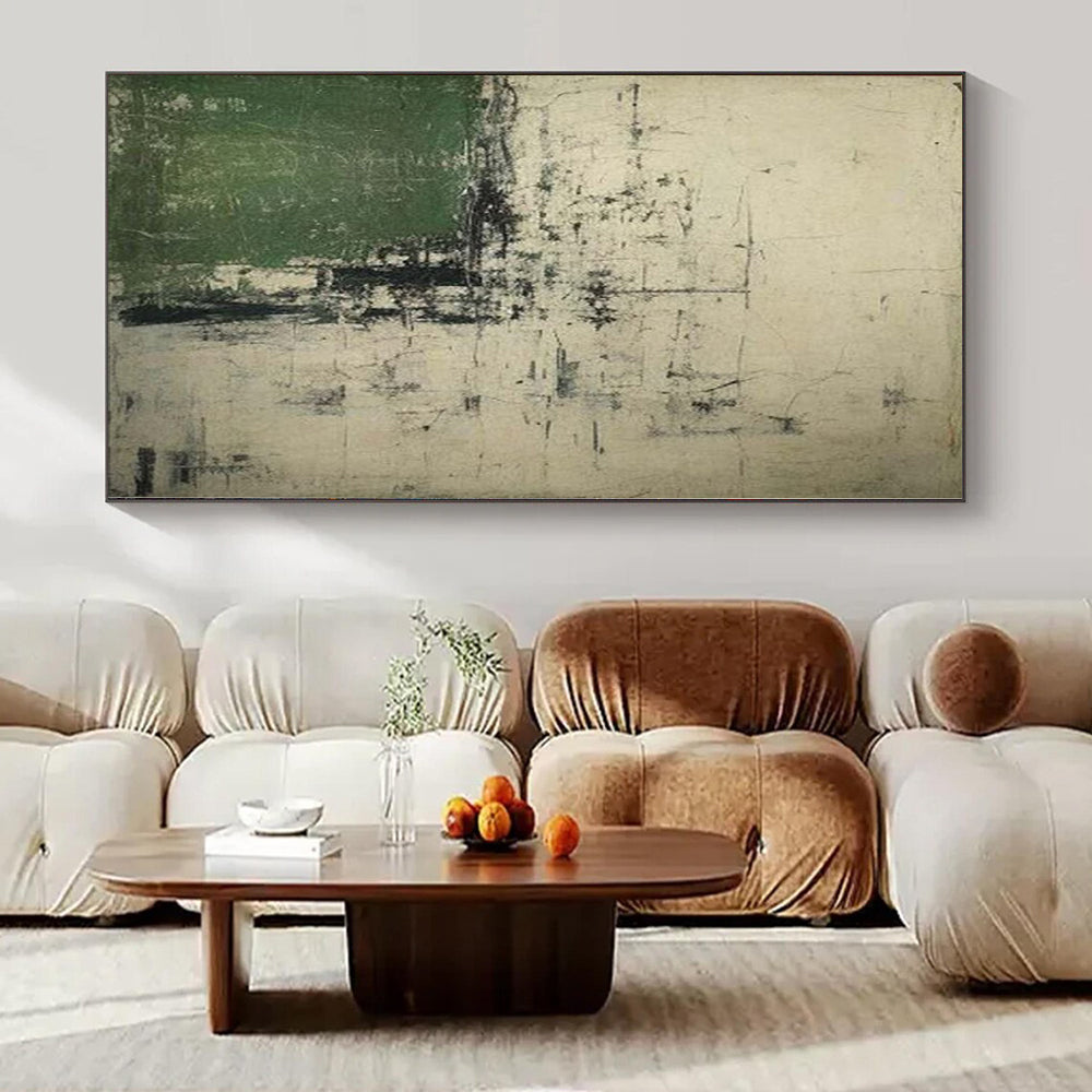 “Green and Gray Abstract Layers” Mixed - Media Art CT0168