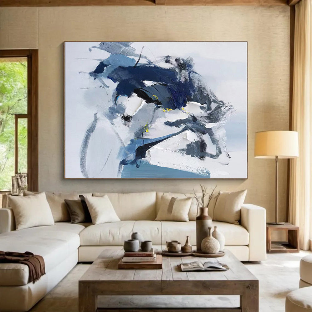 “Blue - White Abstract Figure” - Abstract Figurative Art CT0485