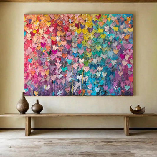 “Rainbow of Hearts” – Pop Art - Inspired Acrylic Painting CT1759