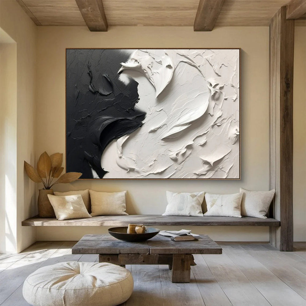 “Textured Monochrome Drama” – Abstract Acrylic Painting CT1729