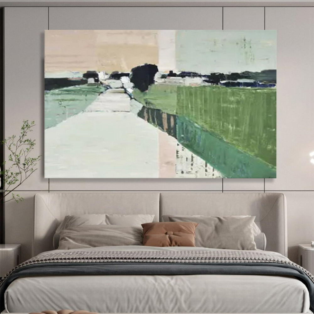 “Abstract Countryside Path ” - Blocks of green, beige, and gray; abstract forms suggesting a path through the countryside CT1541