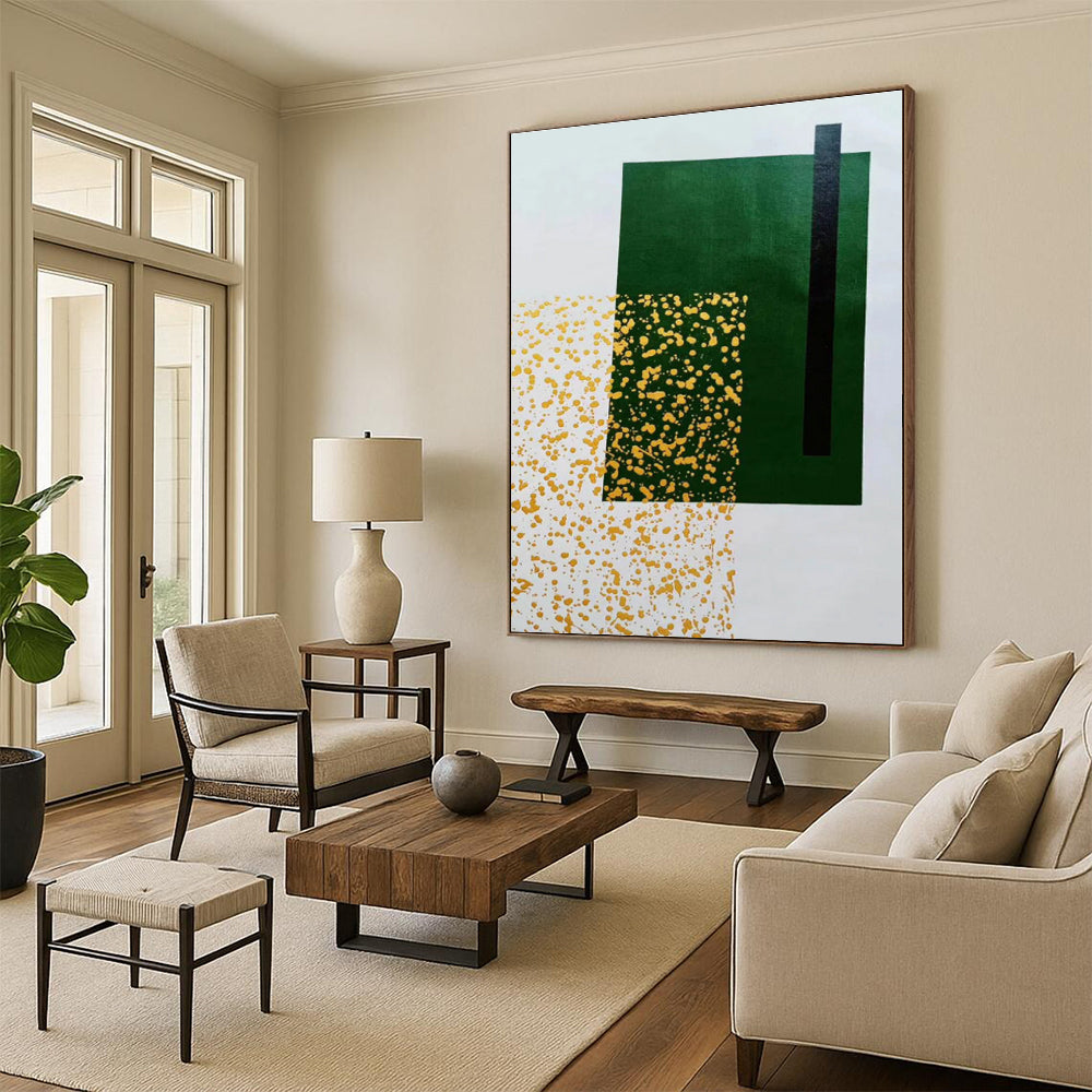 “Green - Yellow Geometric Abstraction” - Abstract Minimalist Art CT0463