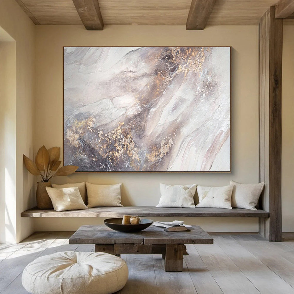 “Neutral and Gold Abstract” – Textured Abstract Acrylic Painting CT1771